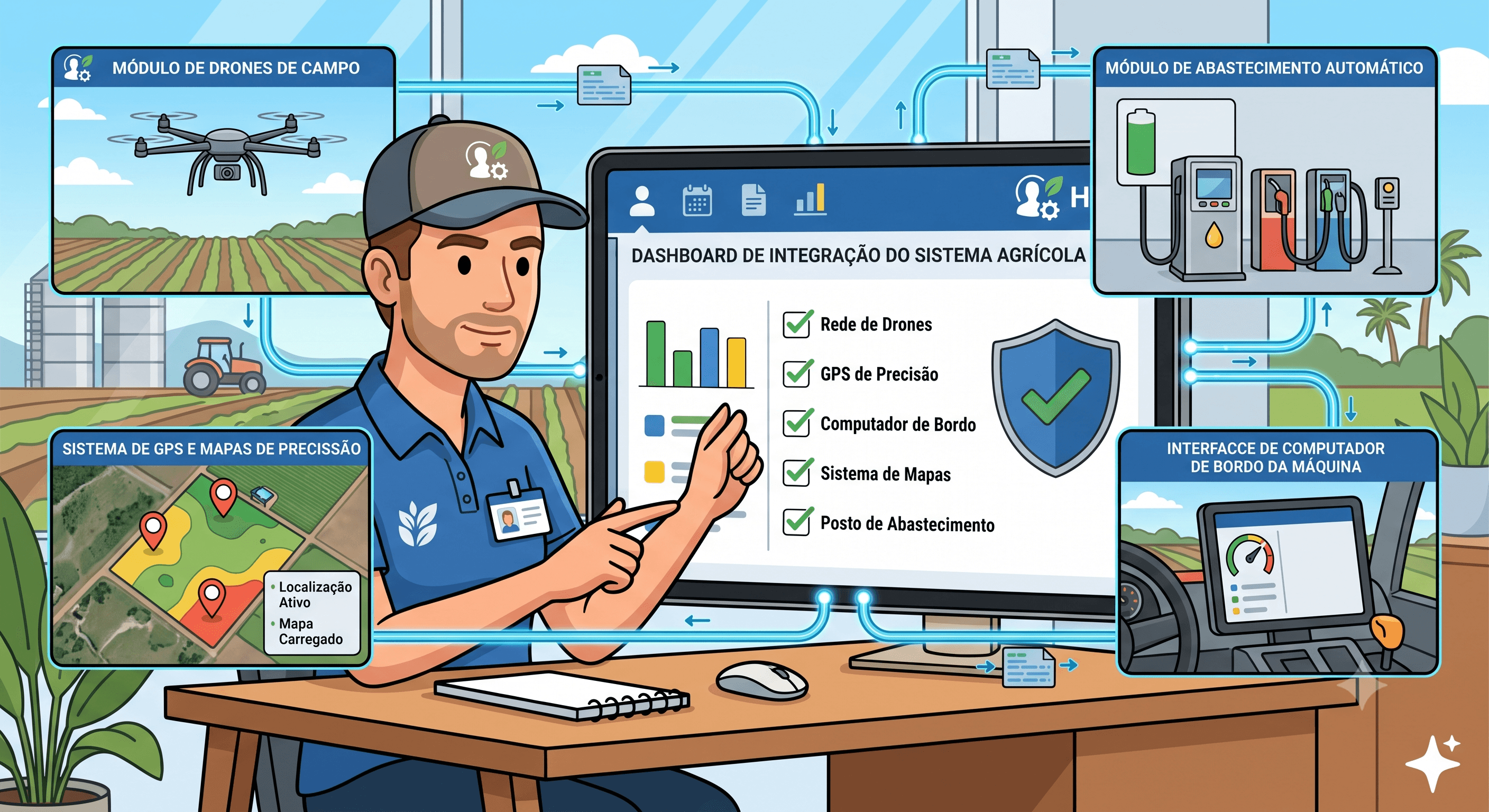 Dashboard de integração entre sistemas agrícolas e ERPs